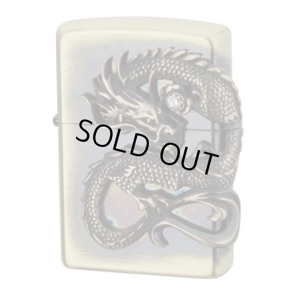 Photo1: Zippo Dragon Ryu 2-Sides Metal Antique Brass Oil Lighter Japan Limited (1)
