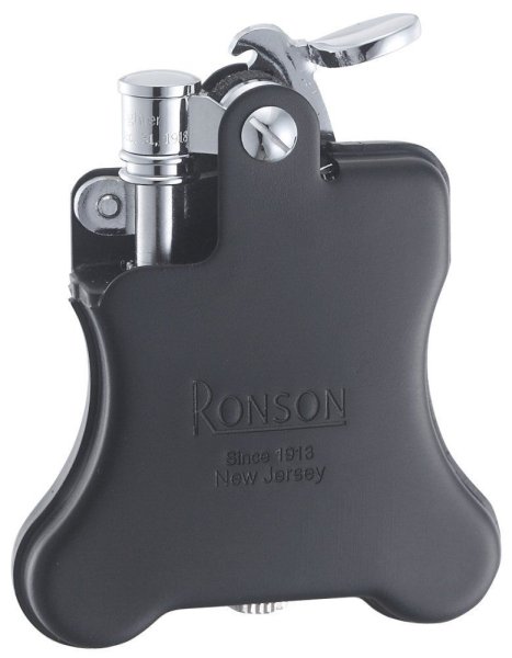 Photo1: Ronson Banjo Stylish Design Oil Lighter Japanese Made in JAPAN Matte Black (1)