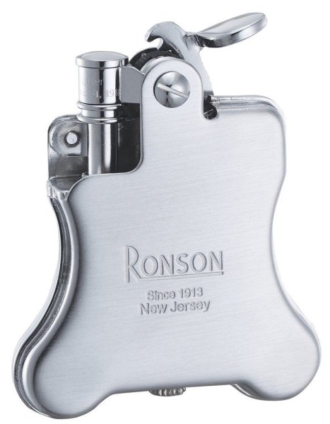 Photo1: Ronson Banjo Stylish Design Oil Lighter Japanese Made in JAPAN Chrome Satin (1)