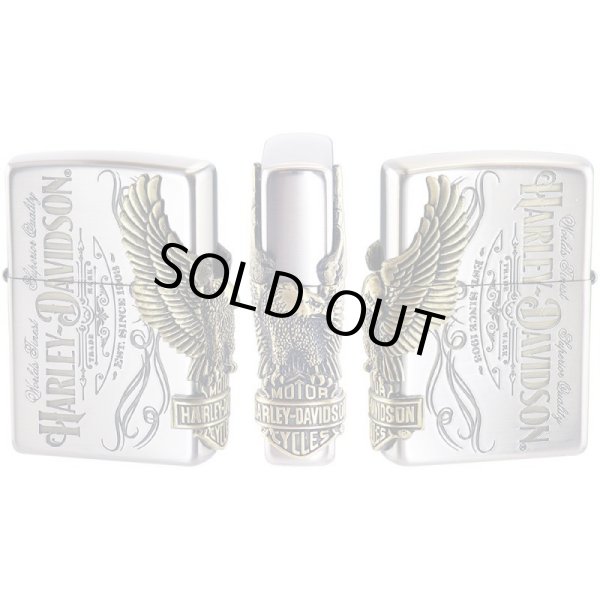 Photo1: Zippo Harley Davidson Japan Limited Eagle 3-sides Metal Antique Nickel Brass HDP-75 Oil Lighter (1)