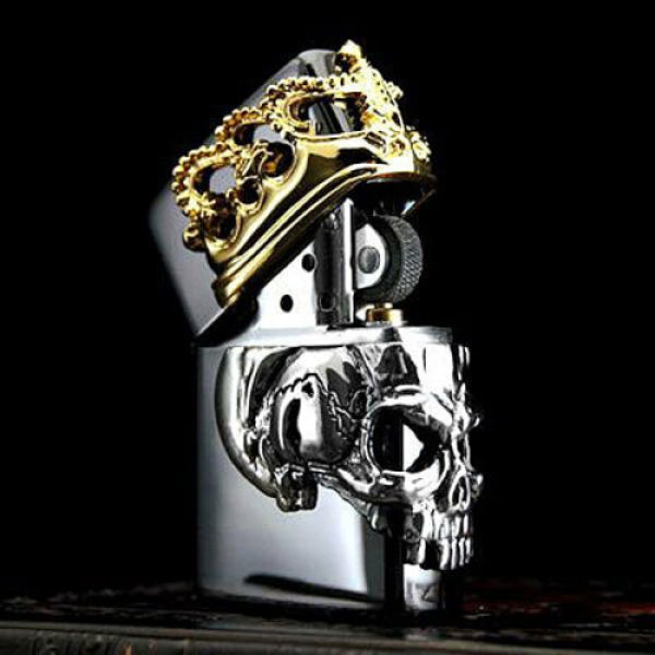 Photo3: Zippo Skull King Beauty Beast Crown 3-sides Metal Japan Limited Black Titanium Oil Lighter (3)