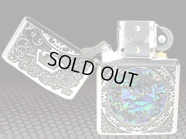 Photo4: Zippo Armor Case Watch Arabesque Shell Inlay Both Sides Etching Silver Japan Limited (4)