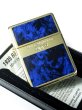 Photo1: Zippo 1935 Replica G Line Blue Gold Tank Gold Plating Etching Japan Limited (1)