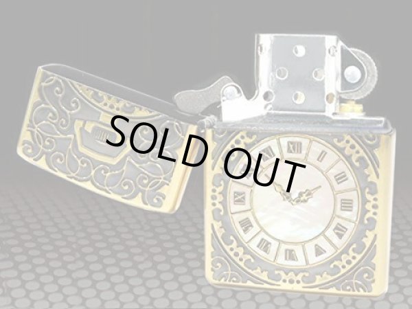 Photo4: Zippo Armor Case Watch Arabesque Shell Inlay Both Sides Etching Brass Japan Limited (4)