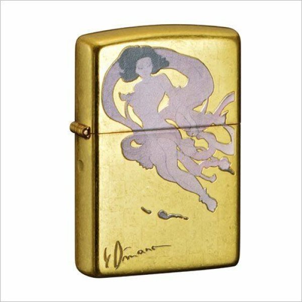 Photo1: Zippo Amano Yoshitaka Raijin Real Gold Leaf Plating Japan Limited (1)