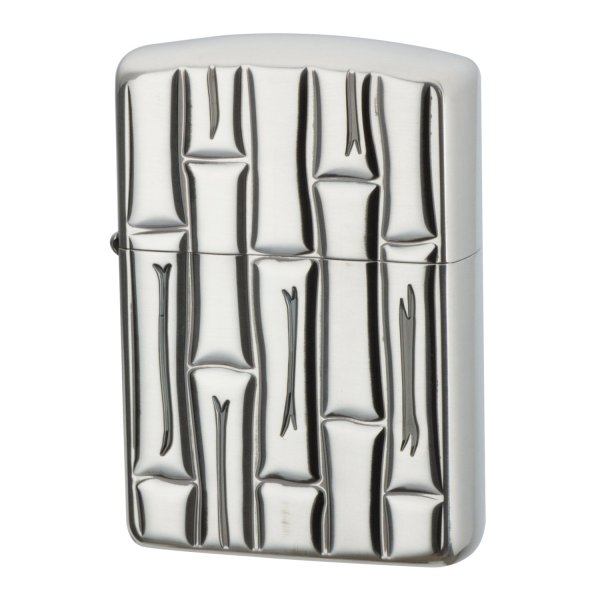 Photo1: Zippo Armor Case Bamboo Both Sides Deep Etching Silver Polished Finish Japan Limited Oil Lighter (1)