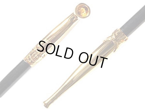 Photo3: Kiseru Skull Bones Smoking Pipe Made in Japan Tsuge Edo Samurai Gold (3)