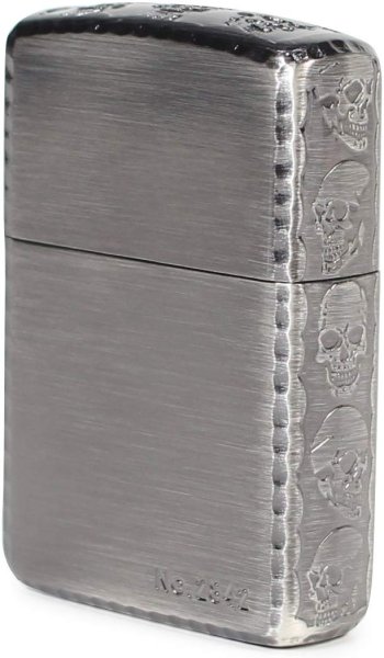 Photo1: Zippo Armor Case Skull Limited Edition Antique Silver 3-sides Etching Japan Limited Oil Lighter (1)