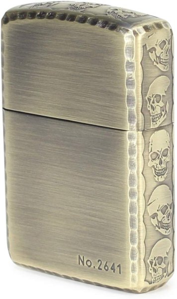Photo1: Zippo Armor Case Skull Limited Edition Antique Brass 3-sides Etching Japan Limited Oil Lighter (1)