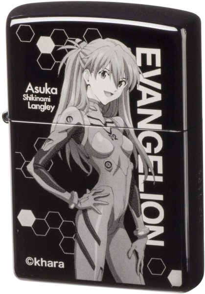 Photo1: Zippo Evangelion Eva Asuka Langley Black Titanium Coating Japan Limited Oil Lighter (1)