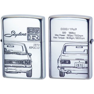 Zippo NISSAN SKYLINE GT-R BNR32 Both Sides Etching Oxidized Silver 
