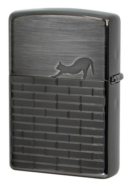 Photo2: Zippo Cat Walk Black Nickel Plating Both Sides Etching Japan Limited Oil Lighter (2)