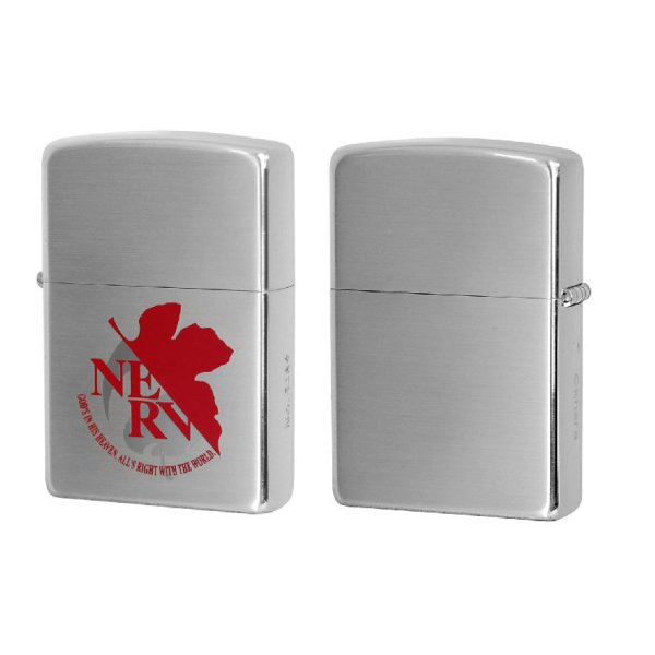 Photo1: Zippo Evangelion Eva New Nerv Satin Silver Red Japan Limited Oil Lighter (1)