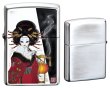 Photo2: Zippo Geisha Girl Kiseru Pipe Etching Oxidized Silver Plating Japan Limited Oil Lighter (2)