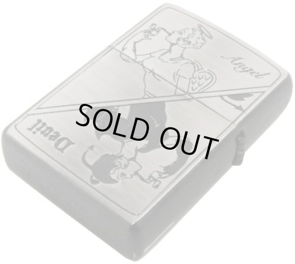 Photo2: Zippo Windy Devil Girl Both sides Etching Angel Satena Finish Japan Limited Oil Lighter (2)