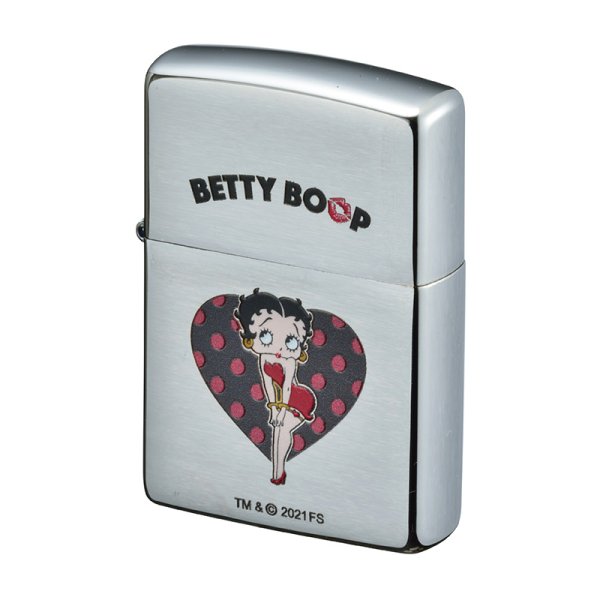 Photo1: Zippo Betty Boop Heart Design Chrome Satena Plating Japan Limited Oil Lighter (1)