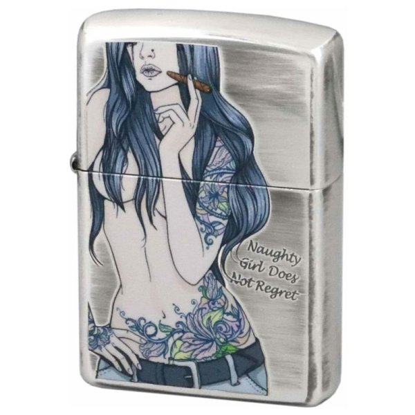 Photo1: Zippo Sexy Tattoo Girl Woman Oxidized Silver Plating Etching Japan Limited Oil Lighter (1)