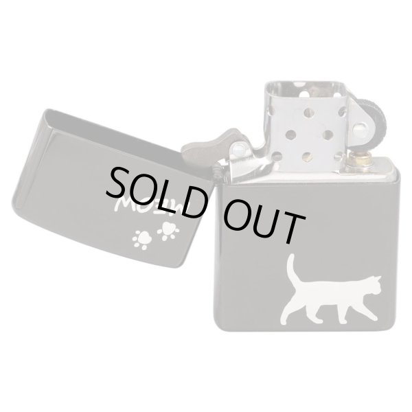 Photo2: Zippo Meow Cat Walking Design Kawaii Pad Black Nickel Plating Japan Limited Oil Lighter (2)