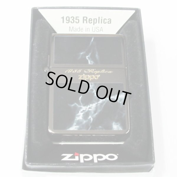 Photo4: Zippo 1935 Replica G Line Gold Tank Black Nickel Plating Etching Japan Limited Oil Lighter (4)