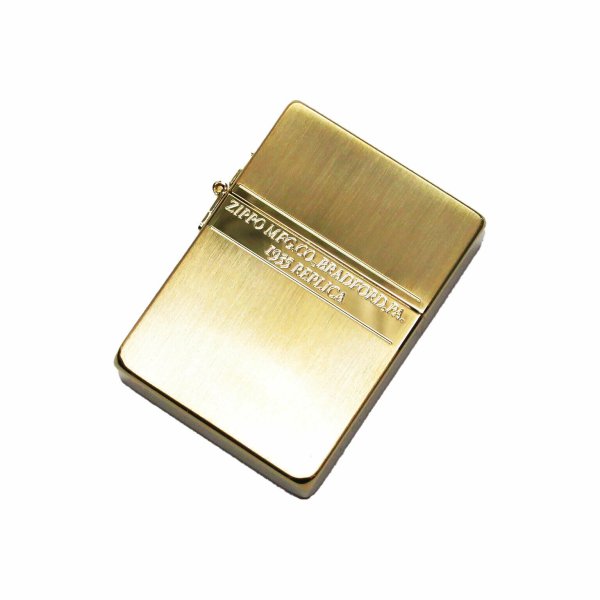 Photo1: Zippo 1935 Replica Mirror Line Gold Plating Etching Tank Japan Limited Oil Lighter (1)