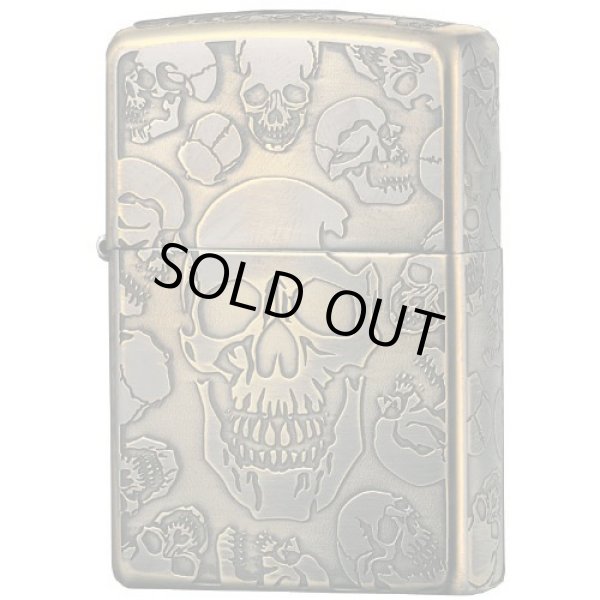 Photo1: Zippo Mosh Skulls Many Skull 5-side Etching Oxidized Brass Plating Japan Limited Oil Lighter (1)