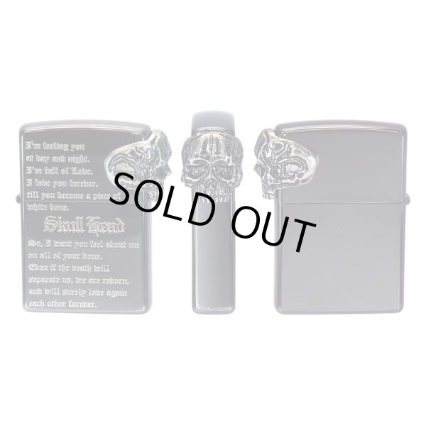 Photo2: Zippo Skull Face 3-sides Metal Black Nickel Plating Etching Japan Limited Oil Lighter (2)