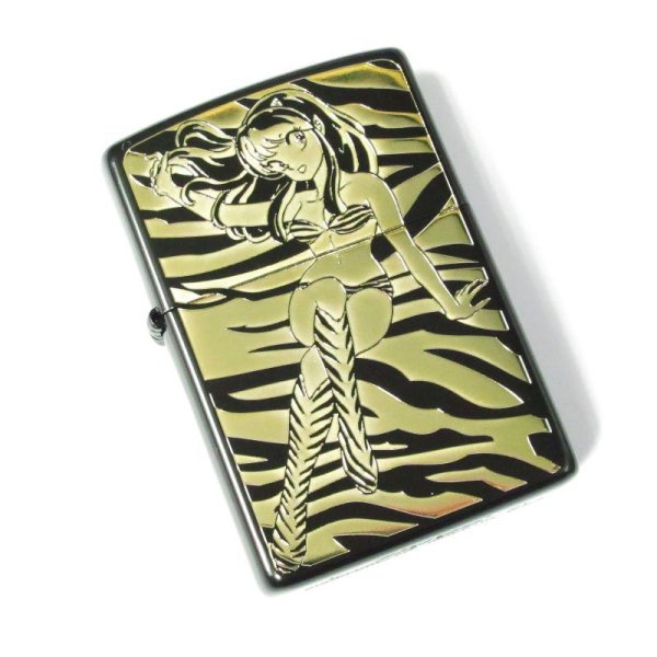 Photo1: Zippo Urusei Yatsura Lum Japanese Anime Both Sides Etching Japan Limited Oil Lighter Matte Black Gold (1)