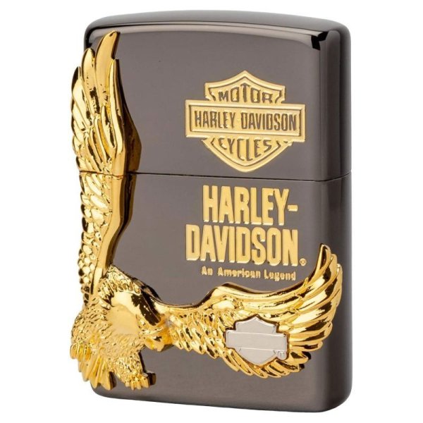 Photo1: Zippo Harley Davidson Japan Limited Big Eagle Metal Black Ion Gold Plating HDP-14 Oil Lighter (1)