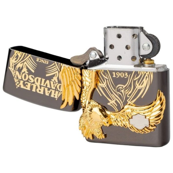 Photo2: Zippo Harley Davidson Japan Limited Big Eagle Metal Black Ion Gold Plating HDP-15 Oil Lighter (2)