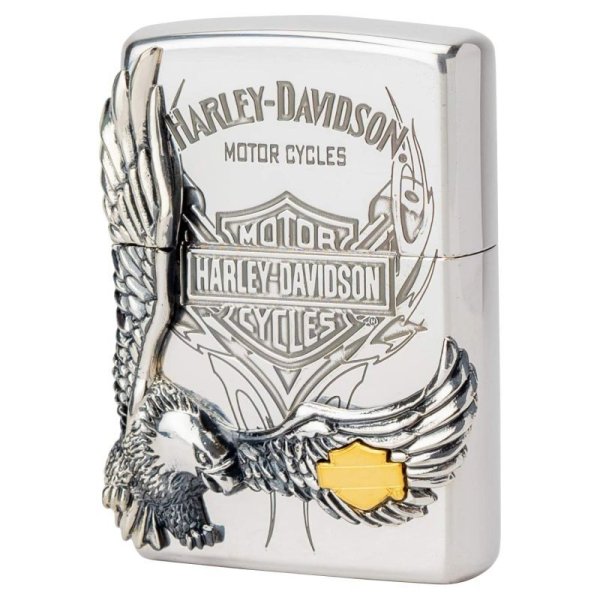 Photo1: Zippo Harley Davidson Japan Limited Big Eagle Metal Silver Plating HDP-16 Oil Lighter (1)