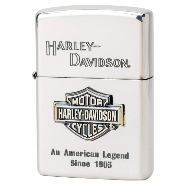 Photo1: Zippo Harley Davidson Japan Limited Silver Plating Bar Shield Emblem Metal HDP-09 Oil Lighter (1)