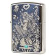 Photo1: Zippo Armor Case Mermaid Turquoise White Nickel Plating Etching Japan Limited Oil Lighter (1)