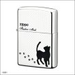 Photo2: Zippo Walking Cat Mesh Etching Silver Plating Japan Limited Oil Lighter (2)