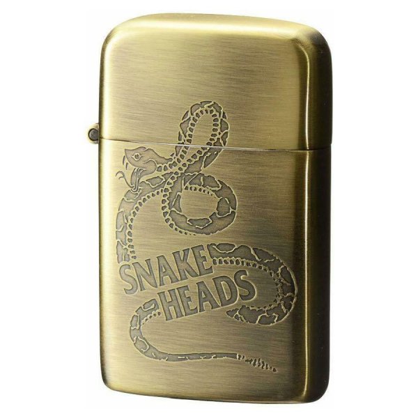 Photo1: Crowes Snake Heads Ronson Typhoon Oil Lighter Oxidized Brass Japan Limited Japanese Anime (1)