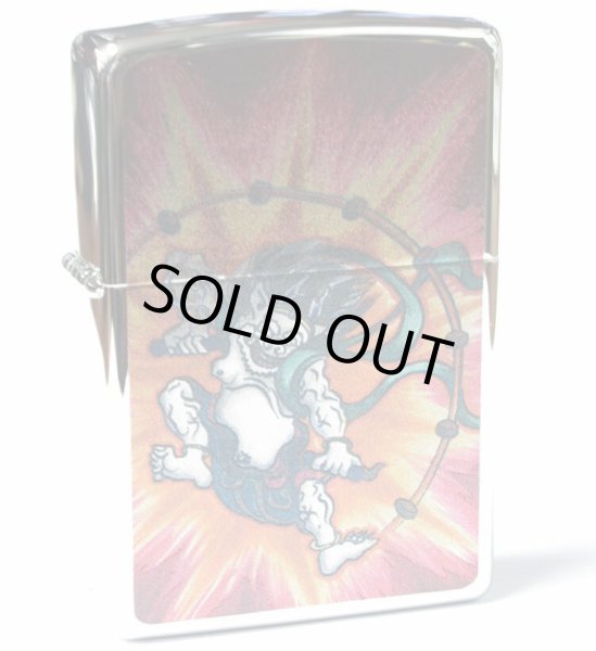 Photo2: Zippo Raijin Extra Art print Etching Red Silver Plating Japan Limited Oil Lighter (2)