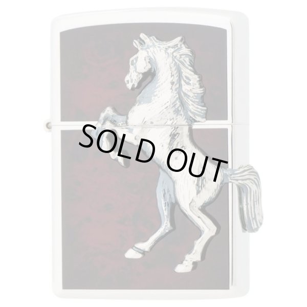 Photo1: Zippo Winning Whinny Horse Metal Deep Red Silver Plating Japan Limited Oil Lighter (1)