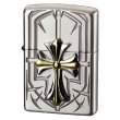 Photo1: Vintage Zippo Cross Metal Silver Gold Plating Etching Japan Limited Oil Lighter (1)