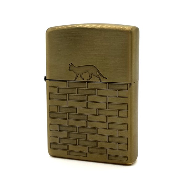 Photo1: Zippo Cat Walk Oxidized Brass Plating Both Sides Etching Japan Limited Oil Lighter (1)
