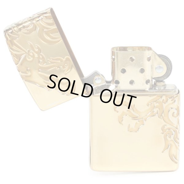 Photo2: Zippo Stream Dragon 3-Sides Etching Oxidized Brass Plating Gold Tank Japan Limited Oil Lighter (2)