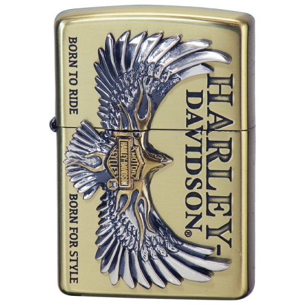 Photo1: Zippo Harley Davidson Japan Limited Oxidized Brass Plating Eagle Metal HDP-77 Oil Lighter (1)