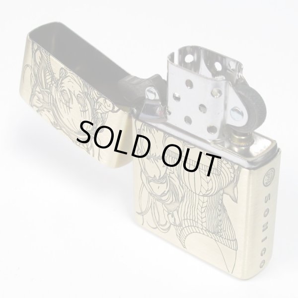Photo3: Zippo Super Sonico Both Sides Etching Oxidized Brass plating Japan Limited Oil Lighter (3)