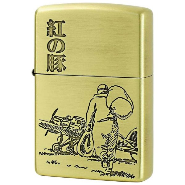 Photo1: Zippo Back View Porco Rosso Kanji 紅の豚 Studio Ghibli Hayao Miyazaki Oil Lighter Japan Limited NZ-40 (1)