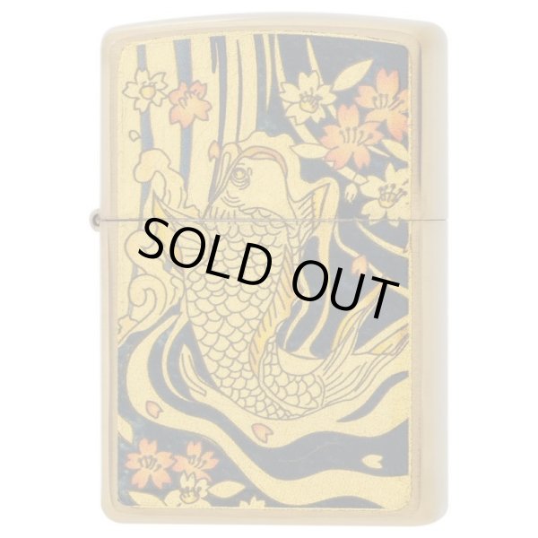 Photo1: Zippo Ukiyoe Carp Real Gold Leaf Plating Epoxy Resin Coating Japan Limited Oil Lighter (1)