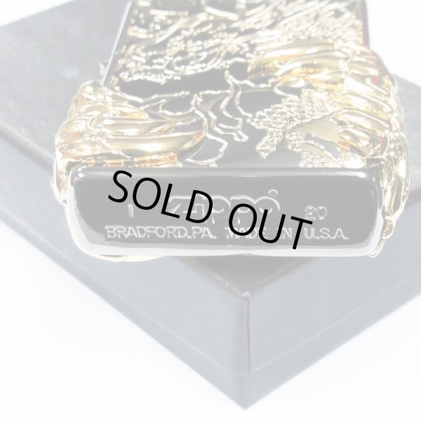 Photo7: Zippo Dragon Claw 4-sides Metal Black Nickel Gold Plating Etching Japan Limited Oil Lighter (7)