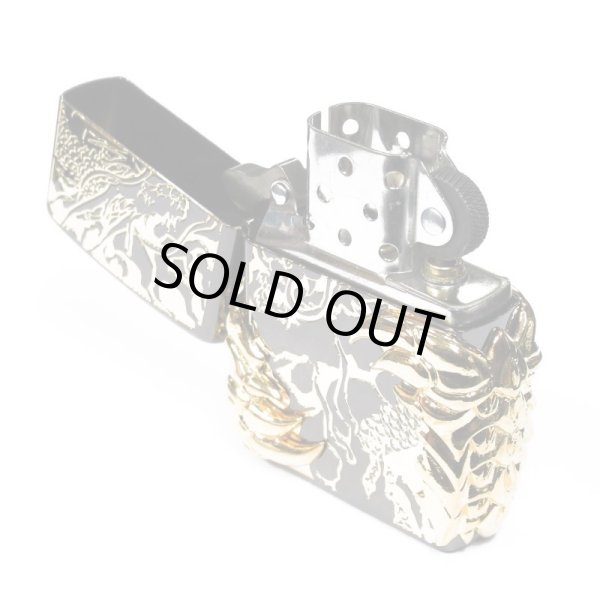 Photo6: Zippo Dragon Claw 4-sides Metal Black Nickel Gold Plating Etching Japan Limited Oil Lighter (6)