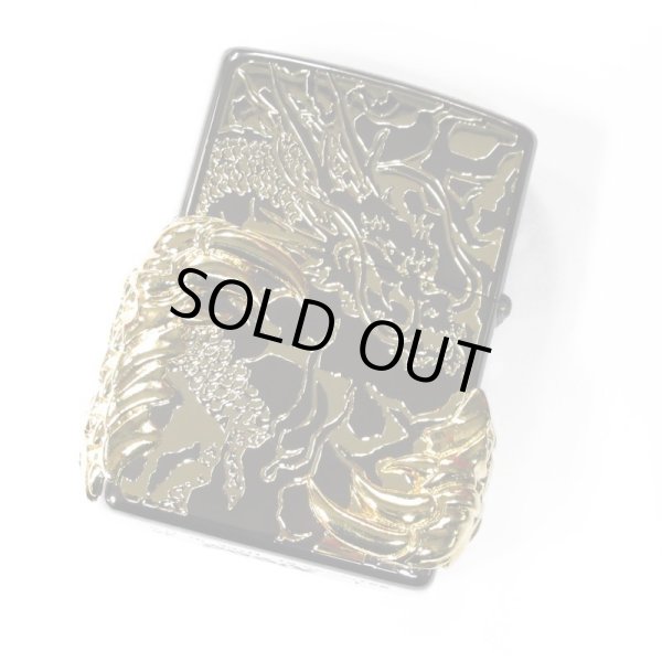 Photo3: Zippo Dragon Claw 4-sides Metal Black Nickel Gold Plating Etching Japan Limited Oil Lighter (3)