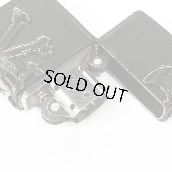 Photo6: Zippo Skull Crossbones 3-sides Metal Black Leather Roll Japan Limited Oil Lighter (6)