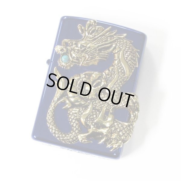 Photo1: Zippo Rampage Gold Dragon 2-sides Metal Turquoise Blue Japan 100 Limited Oil Lighter (1)