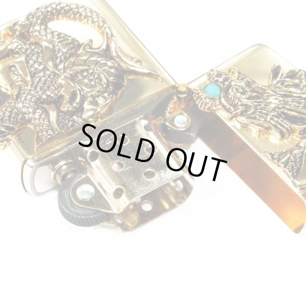 Photo3: Zippo Rampage Gold Dragon 2-sides Metal Turquoise Japan 100 Limited Oil Lighter (3)