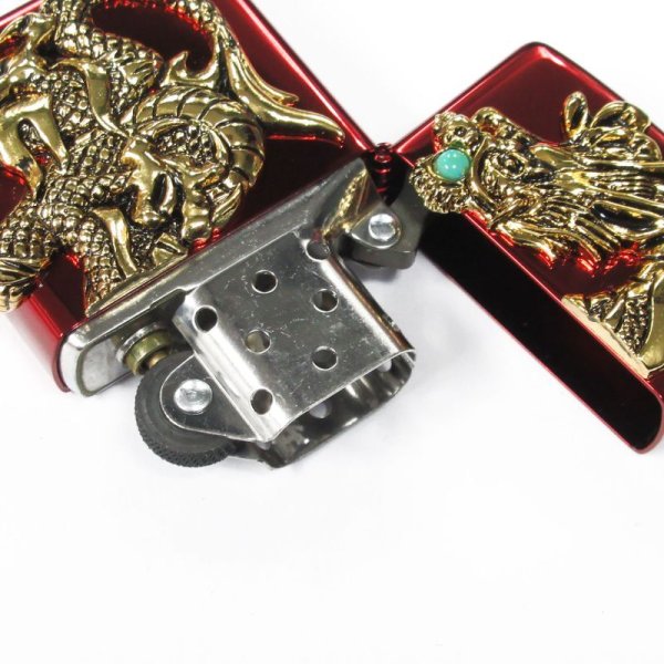 Photo3: Zippo Rampage Gold Dragon 2-sides Metal Turquoise Red Japan 100 Limited Oil Lighter (3)